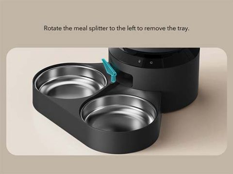 Petlibro - Automatische Dubbele Kattenvoerbak met camera - 5L - 35,8x19,6x19,6 cm - Zwart