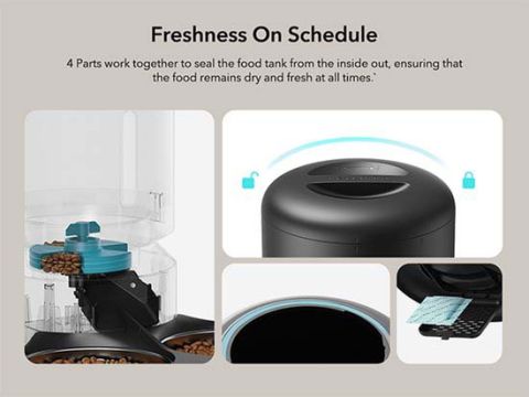 Petlibro - Automatische Dubbele Kattenvoerbak met camera - 5L - 35,8x19,6x19,6 cm - Zwart