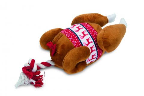 Beeztees Winter Kalkoen - Knuffel - Hondenspeelgoed - Beige - 30 X 18 X 13 CM