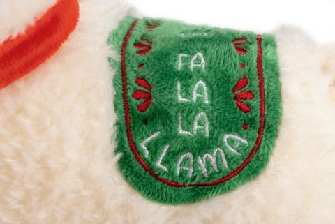 Beeztees Pluche Kerst  Lama Knuffel - Hondenspeelgoed - Wit - 29x20x11cm