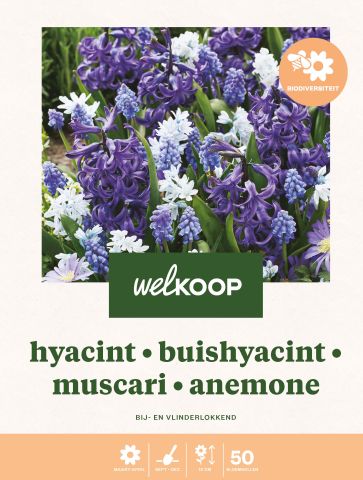 Welkoop Hyacint Blauwe druifjes Anemone Biodiversiteit - Bloembollen - Gemengd - 50 stuks