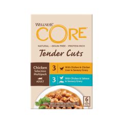 Welkoop Wellness Core Tender Cuts - Kattenvoer - 6x85 gram - Kip - Zalm - 510 gram aanbieding