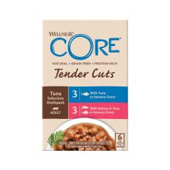 Welkoop Wellness Core Tender Cuts - Kattenvoer - 6x85 gram - Tonijn - Zalm - 510 gram aanbieding