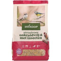 Welkoop - Strooivoer met Insecten - Onkruidvrij - Tuinvogelvoer - in emmer - Insecten - 2 kg