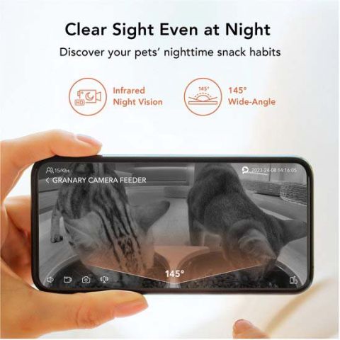 Petlibro - Automatische Dubbele Kattenvoerbak met camera - 5L - 35,8x19,6x19,6 cm - Wit