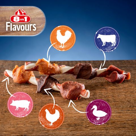 8in1 Triple Flavour Skewers - Hondensnack - 6 stuks