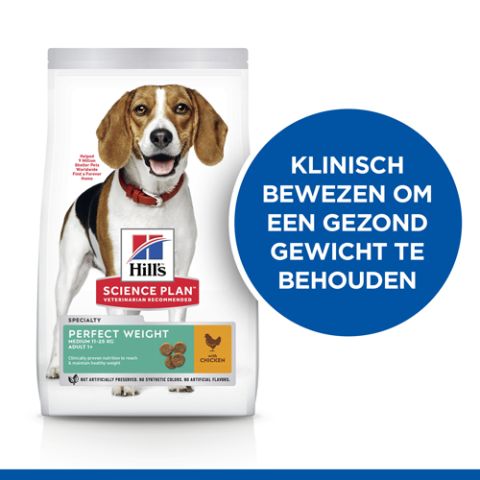 Hill's Science Plan Perfect Weight Adult Medium - Hondenvoer - Kip - 12 kg