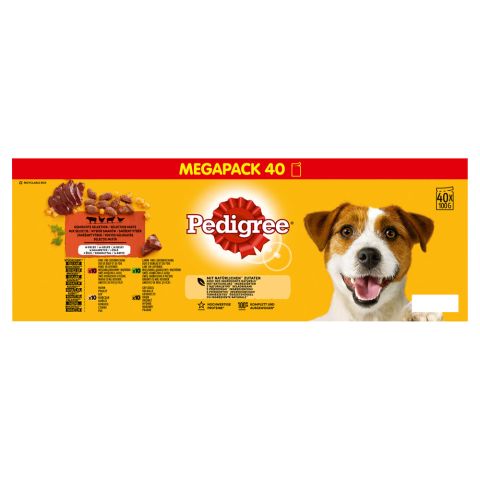 Pedigree Adult Mix selectie in gelei - Hondenvoer - Multipack 40 x 100 gram - Rund - Kip - 4 kg