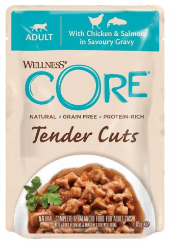 Wellness Core Tender Cuts - Kattenvoer - Kip - Zalm - 85 gram
