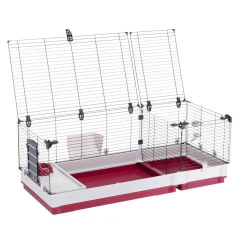 Ferplast Krolik 140   - Konijnenkooi - 142x60x50 cm - Donker rood