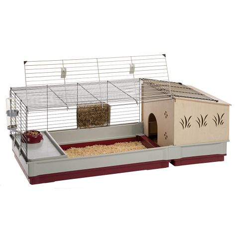 Ferplast Krolik 140 plus - Konijnenkooi - 142x60x50 cm - Donker rood
