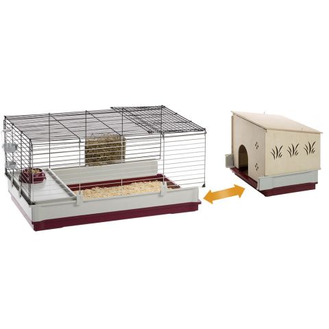 Ferplast Krolik 140 plus - Konijnenkooi - 142x60x50 cm - Donker rood