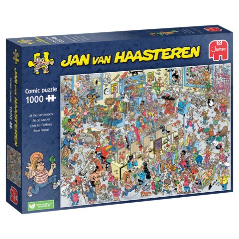 Jumbo Jan van Haasteren Bij De Kapper - Puzzel - 1000 stukjes - Blauw