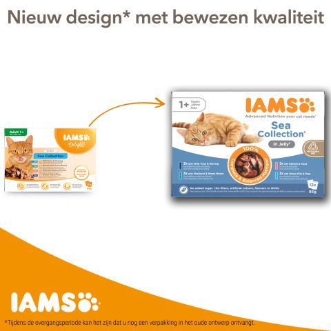IAMS Delights Sea Collection - Kattenvoer - 12x85 gram - Vlees - Vis - 1,02 kg