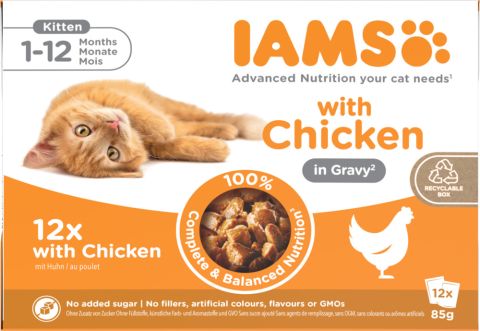IAMS Kitten - Delights - 12x85 gram - Kip - Vlees - 1,02 kg