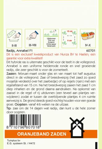 Oranjeband zaden Radijs Annabel F1 - Groentezaden - 5,26 gram