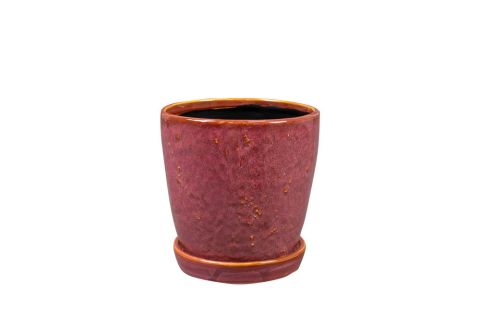 TS COLLECTION Vivi - Bloempot met schotel - Kers - 14 cm