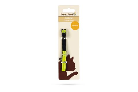 BEEZTEES Reflecterend - Kattenhalsbandje - Geel - Nylon - 32x1x0,2 cm - 10 mm