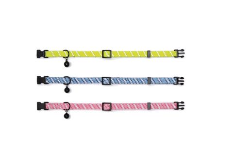 Beeztees Reflecterend met Bel - Kattenhalsband - Geel - Nylon - 10 mm