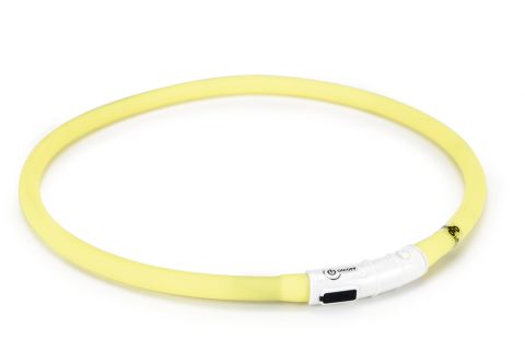 Beeztees Dogini USB - Lichtgevende Halsband  - Hond - Geel - Siliconen - Medium - 70cm x 10mm