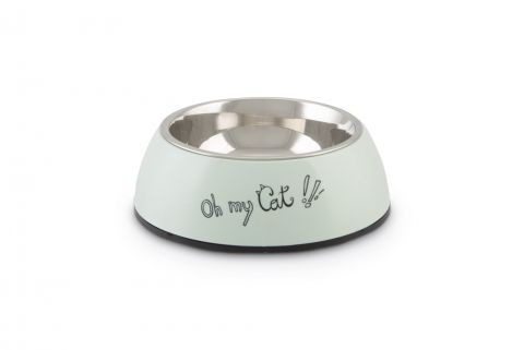 Beeztees Oh My Cat - Voerbak - 14x14x4,5cm - Mint - 136 gram