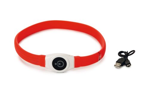 Beeztees Safety Gear Glowy USB - Lichtgevende Halsband - Hond - Rood - Siliconen - 65x2,5 cm