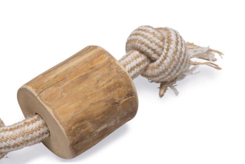 Beeztees Patries - Flostouw - Koffiehout - Hondenspeelgoed - Hout|Wit - Medium