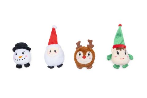 Beeztees Kerstfiguren - Knuffel - Hondenspeelgoed - Multi - 9x7x5 cm - 1 stuk