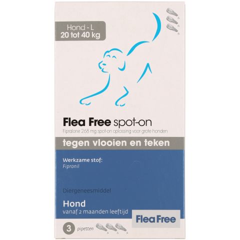 Flea Free Spot On - Pipetten - Anti Vlooien en teken Hond - L - 20-40 kg  - 3 stuks