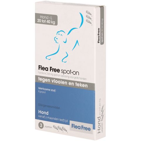 Flea Free Spot On - Pipetten - Anti Vlooien en teken Hond - L - 20-40 kg  - 3 stuks