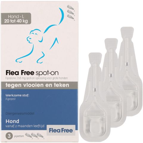 Flea Free Spot On - Pipetten - Anti Vlooien en teken Hond - L - 20-40 kg  - 3 stuks