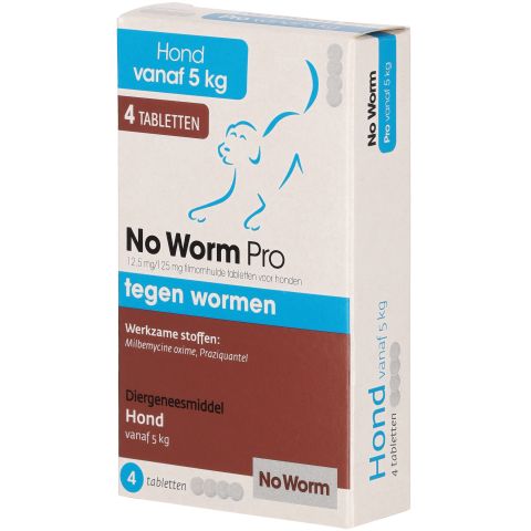 No worm Pro Kauwkablet - Ontworming Hond - 5-75 kg - 4 stuks