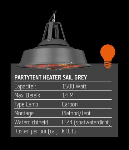 Eurom Sail 1500 GR - Hangende terrasverwarmer - Grijs - Elektrisch