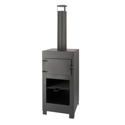 Fancy Flames - Tuinhaard met pizzaoven - Zwart - 38,9x39,9x140,5 cm