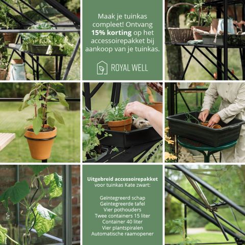 Royal Well Kate IV Full Options - Tuinkas - Zwart - Veiligheidsglas
