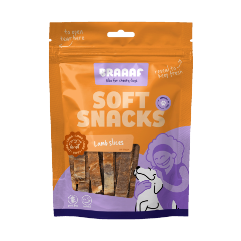 Braaaf Soft snacks Reepjes - Hondensnack - Lam - Vis - 85 gram