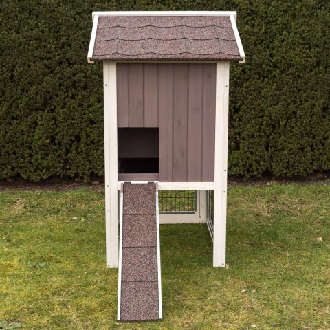 Konijnenhok Amalie - 88x70x118 cm - Wit/grijs - Middel