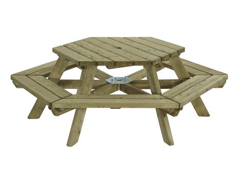 Talen Zeshoek  - Picknicktafel - 120cm / hoogte 76cm