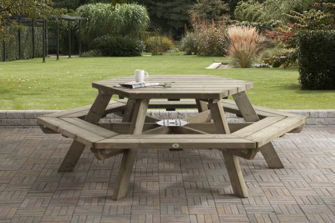 Talen Zeshoek  - Picknicktafel - 120cm / hoogte 76cm