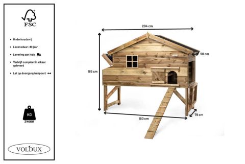 Voldux Jasper XL - Kippenhok - 204x90x165 cm