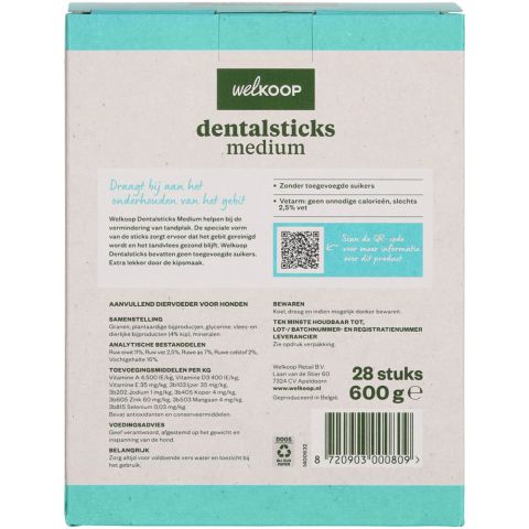 Welkoop - Dentalsticks Medium - Kip - 28 stuks