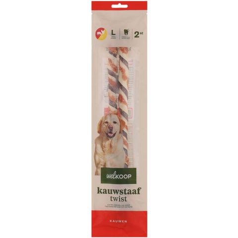 Welkoop - Kauwstaaf Twist - Extra Rund & Kipsmaak - Rund - 2 stuks