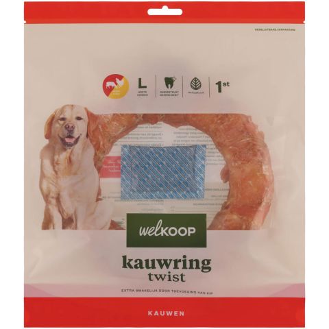 Welkoop - Kauwring Twist - Extra Kipsmaak - Rund - Kip - 1 stuk