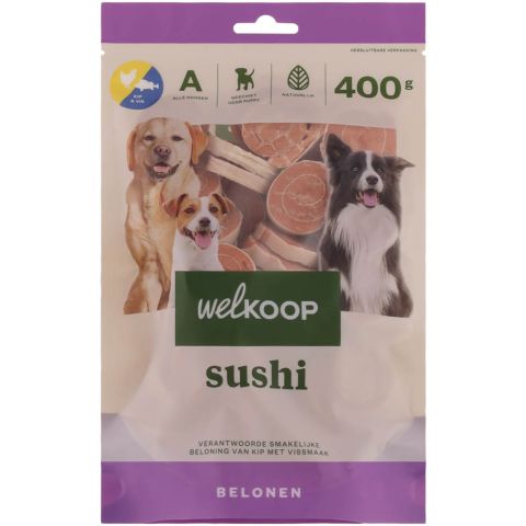 Welkoop - Sushi Hondensnack - Vis - Kip - 400 gram