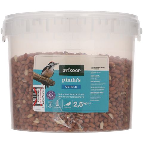 Welkoop Gepelde Pinda's in emmer - Tuinvogelvoer - 2,5 kg