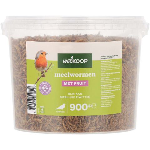 Welkoop - Meelwormen met Fruit - in emmer - Tuinvogelvoer - Fruit - 900 gram