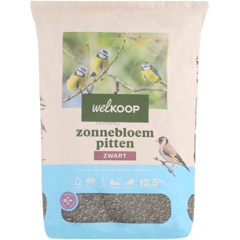 Welkoop - Zwarte Zonnebloempitten - Tuinvogelvoer - 12,5 kg