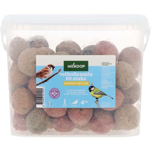Welkoop - Vetbollenmix zonder netje - in emmer - Tuinvogelvoer - 50 stuks