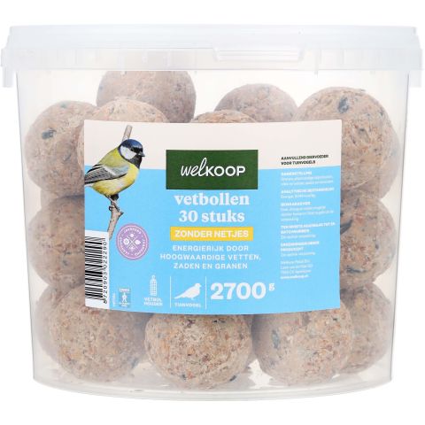 Welkoop - Vetbollen zonder netje in emmer - Tuinvogelvoer - 30 stuks