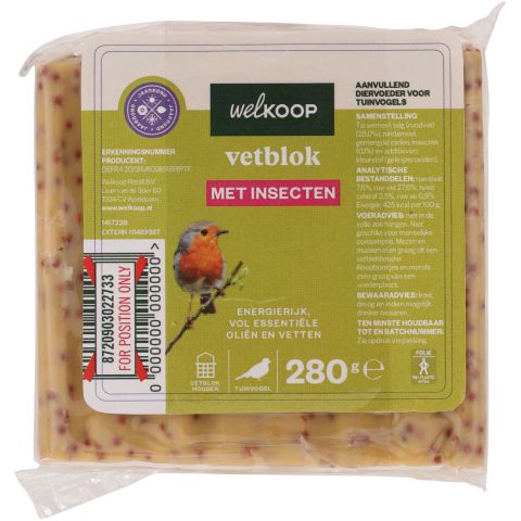 Welkoop - Vetblok - Tuinvogelvoer - Insecten - 280 gram